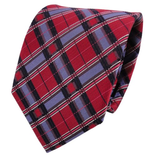 TigerTie Designer Seidenkrawatte in rot silber blau kariert TigerTie Designer Seidenkrawatte in rot silber blau kariert von TigerTie