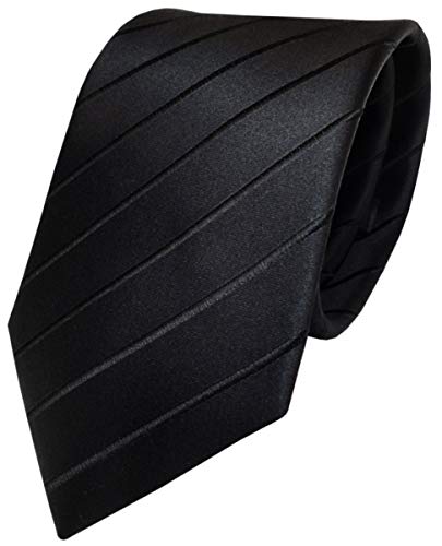 TigerTie Designer Seidenkrawatte in schwarz einfarbig gestreift gemustert TigerTie Designer Seidenkrawatte in schwarz einfarbig gestreift gemustert von TigerTie