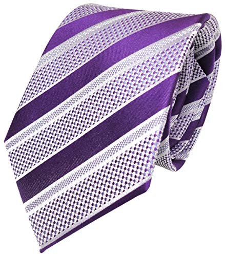 TigerTie Designer Seidenkrawatte in violett lila flieder silber gestreift von TigerTie