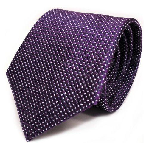 TigerTie Designer Seidenkrawatte in violett lila silber dunkellila gepunktet von TigerTie