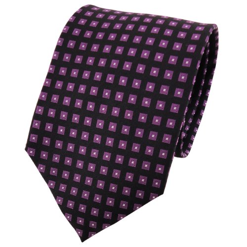 TigerTie Designer Seidenkrawatte in violett lila silber schwarz kariert von TigerTie