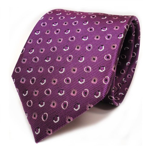 TigerTie Designer Seidenkrawatte in violett lila violett grau silber schwarz gepunktet von TigerTie