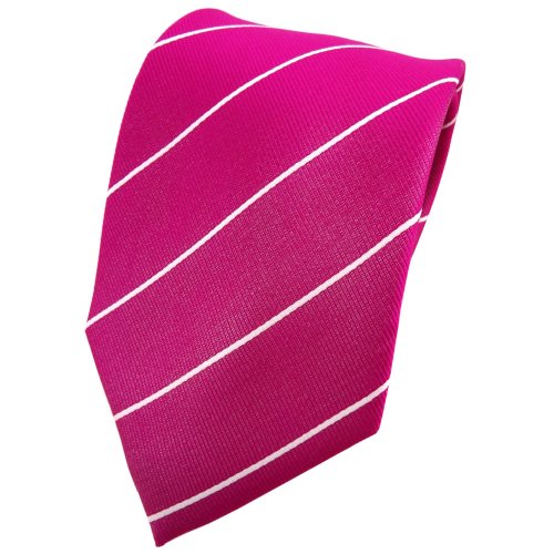 TigerTie Designer Seidenkrawatte in violett magenta fuchsia silber gestreift von TigerTie