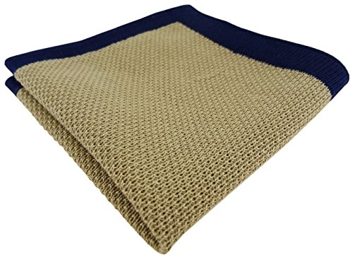 TigerTie Designer Strick Einstecktuch in beige marine Uni - 100% Baumwolle von TigerTie