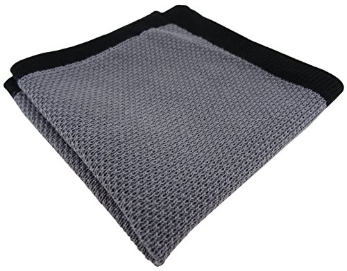 TigerTie Designer Strick Einstecktuch in grau schwarz Uni - 100% Baumwolle von TigerTie