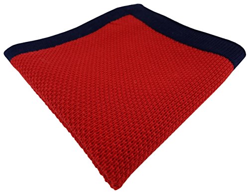 TigerTie Designer Strick Einstecktuch in rot marine Uni - 100% Baumwolle von TigerTie