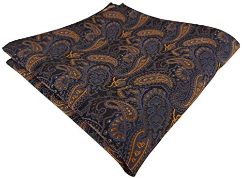 TigerTie Designer Einstecktuch in braun bronze gold blau schwarz Paisley gemustert von TigerTie