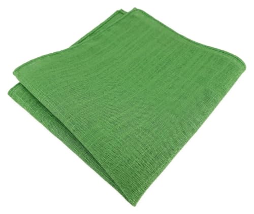 TigerTie Einstecktuch in grasgrün einfarbig Uni - Kavalierstuch 100% Leinen - Stecktuchgröße 26 x 26 cm von TigerTie