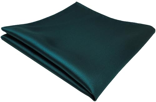 TigerTie Einstecktuch in grün petrol dunkel türkis einfarbig Uni - Tuch Polyester - Größe 26 x 26 cm von TigerTie