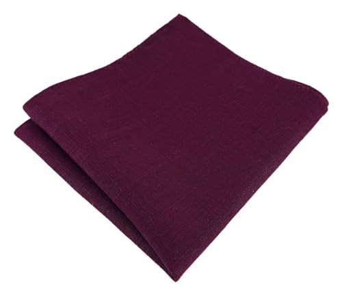 TigerTie Einstecktuch in pflaume einfarbig Uni - Kavalierstuch 100% Leinen - Stecktuchgröße 26 x 26 cm von TigerTie