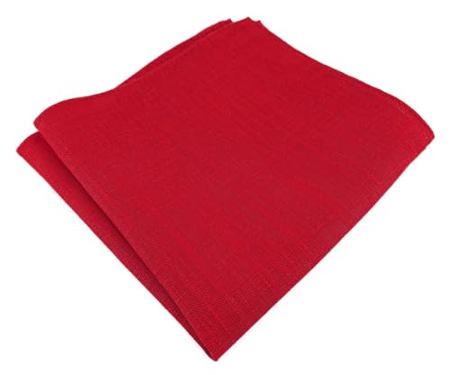 TigerTie Einstecktuch in rot einfarbig Uni - Kavalierstuch 100% Leinen - Stecktuchgröße 26 x 26 cm von TigerTie