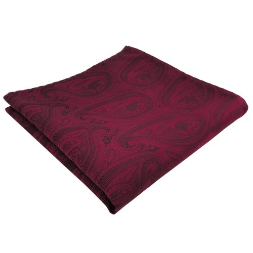 TigerTie Designer Einstecktuch in rot weinrot schwarz Paisley gemustert von TigerTie