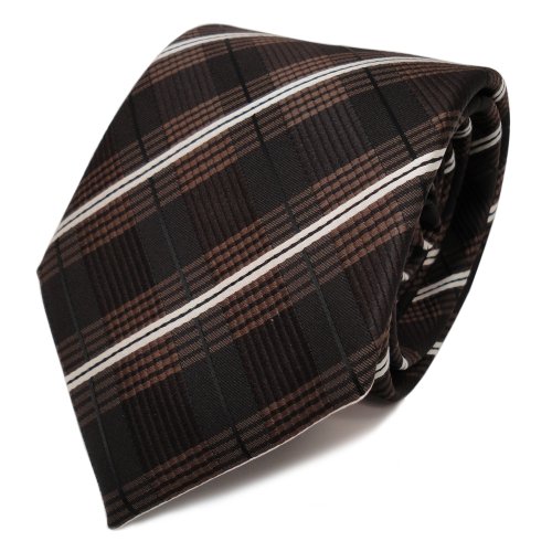 TigerTie Designer Krawatte in braun dunkelbraun creme schwarz gestreift von TigerTie