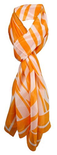 TigerTie Feiner Chiffon Schal in orange weiß gestreift - Gr. 180 x 55 cm - Halstuch von TigerTie