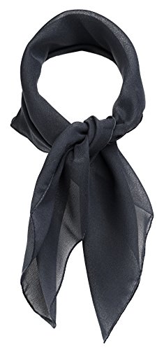 TigerTie Feines Damen Chiffon Nickituch in anthrazit einfarbig Uni - Größe 58 cm x 58 cm - Tuch Halstuch Schal von TigerTie