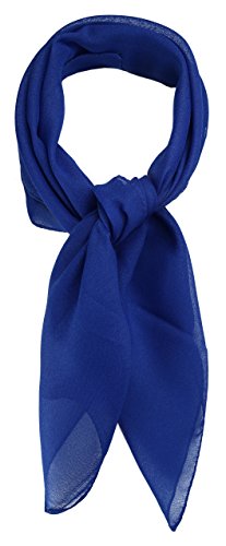 TigerTie Feines Damen Chiffon Nickituch in blau royal einfarbig Uni - Größe 58 cm x 58 cm - Tuch Halstuch Schal von TigerTie