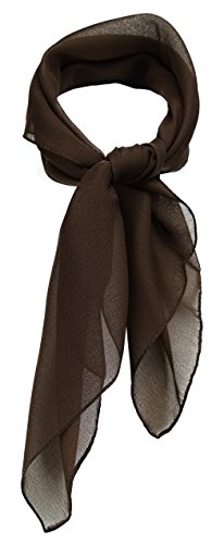 TigerTie Feines Damen Chiffon Nickituch in dunkelbraun einfarbig Uni - Größe 58 cm x 58 cm - Tuch Halstuch Schal von TigerTie