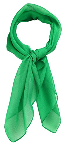 TigerTie Feines Damen Chiffon Nickituch in grün einfarbig Uni - Größe 58 cm x 58 cm - Tuch Halstuch Schal von TigerTie
