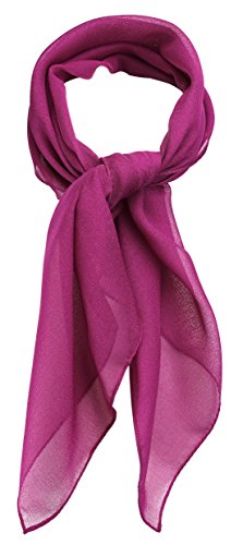 TigerTie Feines Damen Chiffon Nickituch in magenta einfarbig Uni - Größe 58 cm x 58 cm - Tuch Halstuch Schal von TigerTie