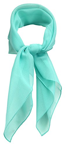 TigerTie Feines Damen Chiffon Nickituch in mint grün einfarbig Uni - Größe 58 cm x 58 cm - Tuch Halstuch Schal von TigerTie