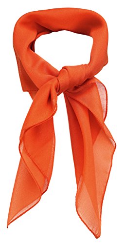 TigerTie Feines Damen Chiffon Nickituch in orange einfarbig Uni - Größe 58 cm x 58 cm - Tuch Halstuch Schal von TigerTie