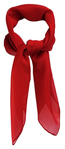 TigerTie Feines Damen Chiffon Nickituch in rot einfarbig Uni - Größe 58 cm x 58 cm - Tuch Halstuch Schal von TigerTie
