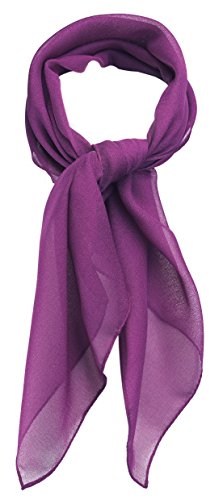 TigerTie Feines Damen Chiffon Nickituch in violett einfarbig Uni - Größe 58 cm x 58 cm - Tuch Halstuch Schal von TigerTie