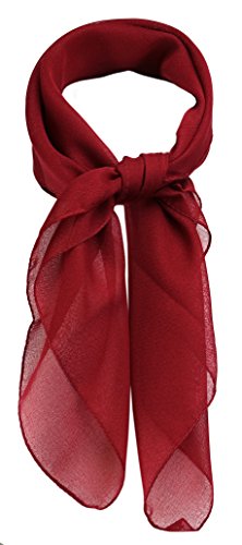 TigerTie Feines Damen Chiffon Nickituch in weinrot einfarbig Uni - Größe 58 cm x 58 cm - Tuch Halstuch Schal von TigerTie