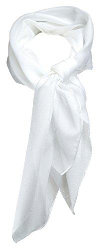 TigerTie Feines Damen Chiffon Nickituch in weiss einfarbig Uni - Größe 58 cm x 58 cm - Tuch Halstuch Schal von TigerTie