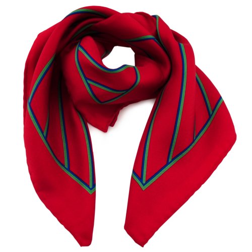 TigerTie Feines Damen Nickituch in Seide rot grün blau gestreift 53 x 53 - Tuch Halstuch Schal von TigerTie