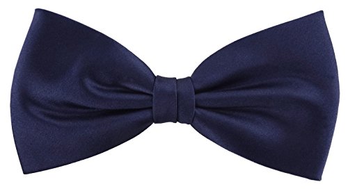 TigerTie Herren Satin Seidenfliege in marine blau schwarzblau Uni, Fliege 100% reine Seide von TigerTie