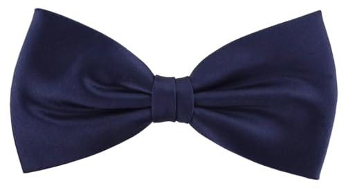 TigerTie Herren Satin Seidenfliege in marine blau schwarzblau einfarbig Uni – Fliege aus 100% Seide, ideal für Hochzeit, Party, Business, Abendgarderobe und festliche Anlässe von TigerTie