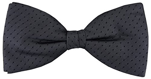 TigerTie Fliege in anthrazit schwarz gepunktet - Fly Fliege 100% pure Seide Silk von TigerTie