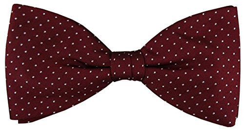 TigerTie Fliege in bordeaux silber gepunktet - Fly Fliege 100% pure Seide Silk von TigerTie