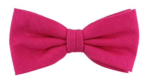 TigerTie Fliege in magenta Uni einfarbig, vorgebundene Schleife 100% Leinen + Aufbewahrungsbox von TigerTie