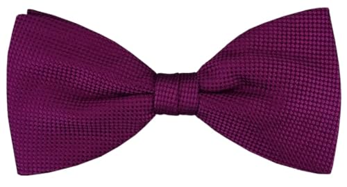 TigerTie - Herren Seidenfliege in purple dunkellila einfarbig mit feiner Punktstruktur – Fliege aus 100% Seide, ideal für Hochzeit, Party, Business, Abendgarderobe und festliche Anlässe von TigerTie