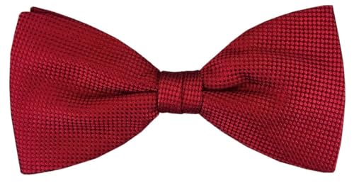 TigerTie - Herren Seidenfliege in rot einfarbig mit feiner Punktstruktur – Fliege aus 100% Seide, ideal für Hochzeit, Party, Business, Abendgarderobe und festliche Anlässe von TigerTie
