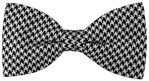 TigerTie Fliege in schwarz silber Houndstooth gemustert - Fliege 100% pure Seide von TigerTie