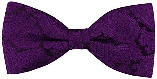 TigerTie Fliege in violett purple Paisley gemustert - Fliege 100% pure Seide von TigerTie