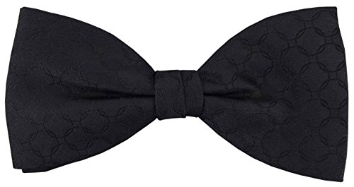 TigerTie Fliege schwarz mit Kreisenmuster- Fliege 100% pure Seide von TigerTie