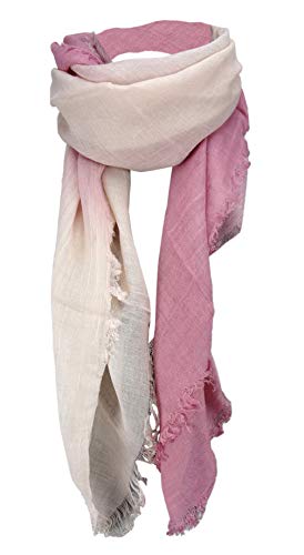 TigerTie Halstuch - Farbverlauf rosa zartrosa beige mit Fransen - Größe 100 x 100 cm von TigerTie