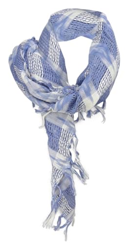 TigerTie - Halstuch in blau grau weiss gemustert mit Fransen - Gr. 90 x 90 cm von TigerTie
