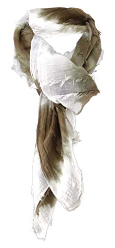 TigerTie Halstuch in olive weiss gestreift - Schal 100% Baumwolle - Tuch Gr. 100 x 100 cm von TigerTie