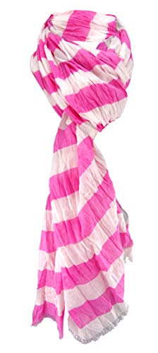 TigerTie Halstuch in rosa pink weiß gestreift Gr. 180 cm x 50 cm - Tuch Schal Baumwolle von TigerTie