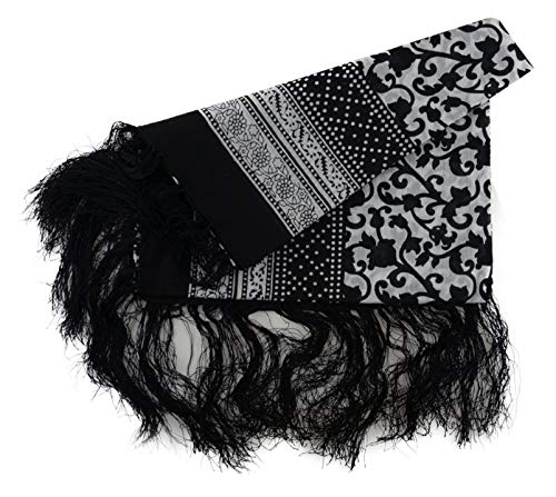 TigerTie Halstuch in schwarz grau Ornamente gemustert mit Fransen - Größe 100 x 100 cm TigerTie Halstuch in schwarz grau Ornamente gemustert mit Fransen - Größe 100 x 100 cm von TigerTie