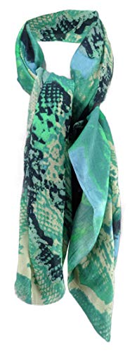 TigerTie Halstuch in türkis grün blau gemustert - Größe 100 x 100 cm von TigerTie