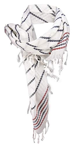 TigerTie Halstuch in weiss grau schwarz rot gestreift mit Fransen - Größe 90 x 90 cm TigerTie Halstuch in weiss grau schwarz rot gestreift mit Fransen - Größe 90 x 90 cm von TigerTie