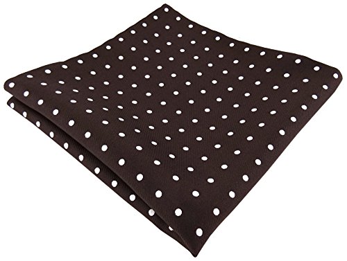 TigerTie Handrolliertes Seideneinstecktuch dunkelbraun silberweiss gepunktet - Einstecktuch 100% Seide Pochette Kavalierstuch Stecktuch von TigerTie