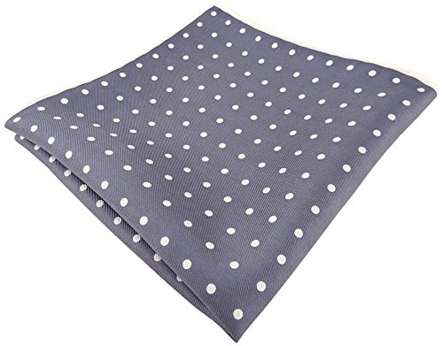 TigerTie Handrolliertes Seideneinstecktuch silber weissgrau gepunktet - Einstecktuch 100% reine Seide Kavalierstuch Pochette Stecktuch von TigerTie