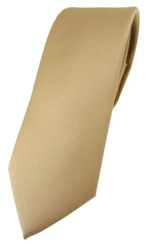 TigerTie Herren Krawatte – schmale 5,5 cm Krawatte in dunkelgold einfarbigem Design, ideal für Geschäftstermine, festliche Anlässe und die Freizeit von TigerTie